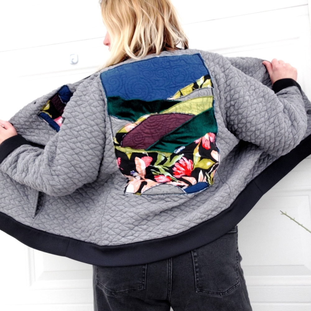 Calvin Klein Performance Gray Quilted Jacket with Multicolor Details